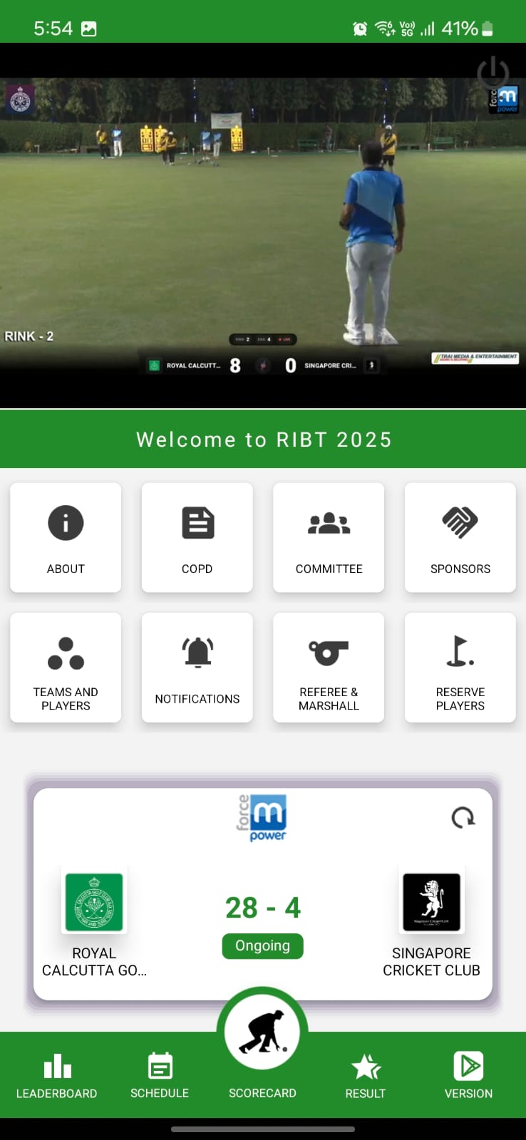 Lawn Bowls App Interface